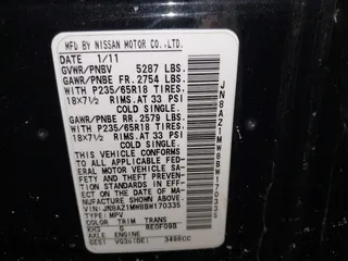 2011 Nissan Murano SV with VIN JN8AZ1MW8BW170335, listed as a IAAI auction lot 41556605 with 179,379 mi miles. Bid and sale history available at carsss.com. Image 9.