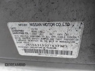 2002 Nissan Maxima GXE z VIN JN1DA31D32T437223, wystawiony jako IAAI lot #42274090 z przebiegiem 111 791 mil mil oraz . Historia ofert i sprzedaży dostępna na DreamBid. Obrazek 9.