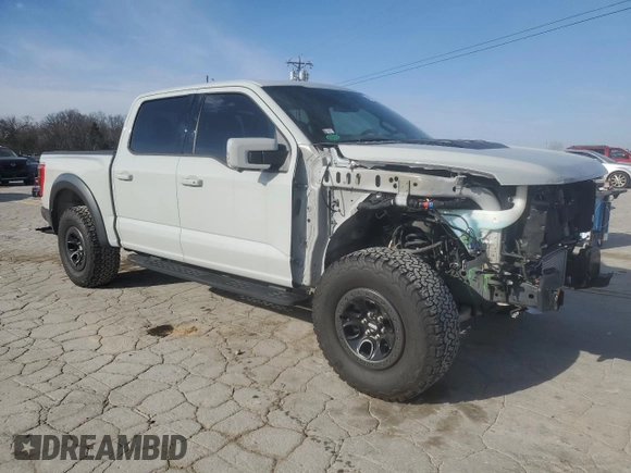 2023 Ford F-150 Raptor with VIN 1FTFW1RG0PFA14051, listed as a Copart auction lot 47072795 with 35,467 mi miles and Salvage Title. Bid and sale history available at DreamBid. Image 4.