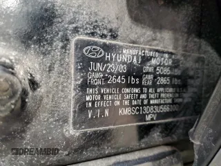 2003 Hyundai Santa Fe GLS with VIN KM8SC13D83U566100, listed as a Copart auction lot 47193955 with 166,060 mi miles and Non Repairable. Bid and sale history available at carsss.com. Image 15.
