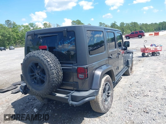 2017 Jeep Wrangler Unlimited Sahara with VIN 1C4BJWEG4HL605213, listed as a IAAI auction lot 42247221 with 104,542 mi miles and . Bid and sale history available at DreamBid. Image 4.