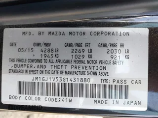 2016 Mazda Mazda6 i Touring with VIN JM1GJ1V53G1431880, listed as a IAAI auction lot 42079970 with 111,179 mi miles. Bid and sale history available at carsss.com. Image 9.