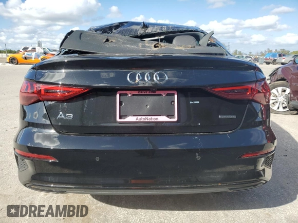 2023 Audi A3 Premium with VIN WAUGUDGY8PA146637, listed as a Copart auction lot 75889894 with 10,827 mi miles and Non Repairable. Bid and sale history available at carsss.com. Image 6.