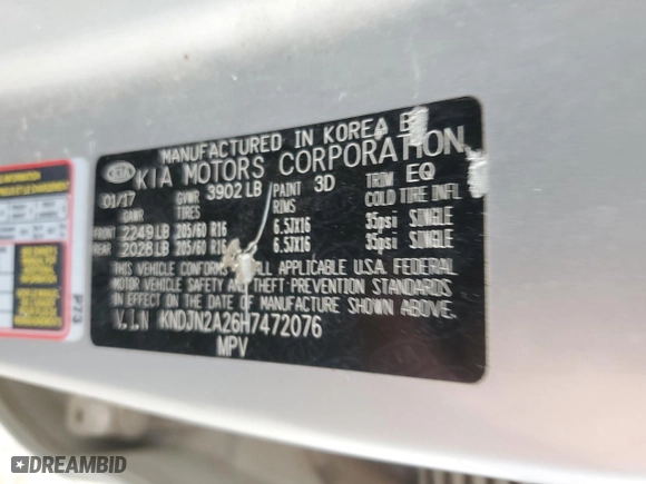 2017 Kia Soul with VIN KNDJN2A26H7472076, listed as a Copart auction lot 49674155 with 0 mi miles and Clean Title. Bid and sale history available at carsss.com. Image 13.