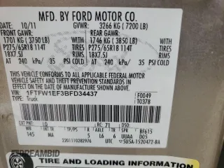 2011 Ford F-150 XL with VIN 1FTFW1EF3BFD34437, listed as a Copart auction lot 71930954 with 207,344 mi miles and Non Repairable. Bid and sale history available at carsss.com. Image 12.