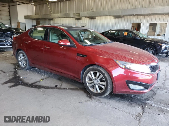 2013 Kia Optima EX z VIN 5XXGN4A79DG110715, wystawiony jako Copart lot #63193895 z przebiegiem 103 120 mil mil oraz Nie do naprawy • Non repairable. Historia ofert i sprzedaży dostępna na DreamBid. Obrazek 4.