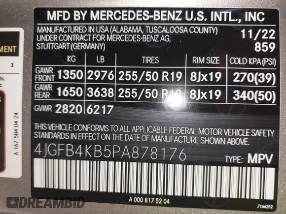 2023 Mercedes-Benz GLE 350 z VIN 4JGFB4KB5PA878176, wystawiony jako IAAI lot #40924683 z przebiegiem 25 099 mil mil oraz . Historia ofert i sprzedaży dostępna na DreamBid. Obrazek 9.