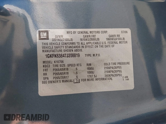 2007 GMC Yukon Denali с VIN 1GKFK63847J208819, выставлен на аукционе IAAI как лот 39872502 с пробегом 237 119 миль миль и . История ставок и продаж доступна на DreamBid. Изображение 9.