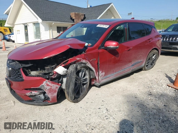 2019 Acura RDX w/A-Spec Pkg with VIN 5J8TC2H62KL008676, listed as a Copart auction lot 55479714 with 76,770 mi miles and Salvage title. Bid and sale history available at DreamBid. Image 1.