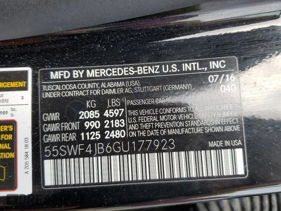 2016 Mercedes-Benz C 300 z VIN 55SWF4JB6GU177923, wystawiony jako Copart lot #60369825 z przebiegiem 76 414 mil mil oraz Szkoda całkowita • Salvage title. Historia ofert i sprzedaży dostępna na DreamBid. Obrazek 12.
