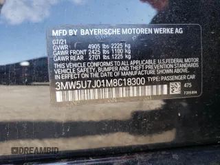 2021 BMW 3 Series M340i with VIN 3MW5U7J01M8C18300, listed as a Copart auction lot 89073395 with 37,945 mi miles and Salvage Title. Bid and sale history available at carsss.com. Image 12.