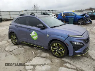 2022 Hyundai Kona N Line with VIN KM8K3CA33NU907847, listed as a Copart auction lot 80837034 with 34,788 mi miles and Salvage Title. Bid and sale history available at carsss.com. Image 4.