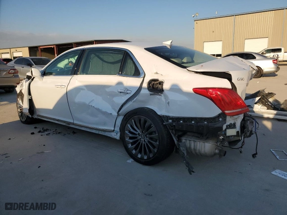 2019 Genesis G90 3.3T Premium with VIN KMHG34JA2KU053343, listed as a Copart auction lot 89067445 with 0 mi miles and Salvage Title. Bid and sale history available at carsss.com. Image 2.
