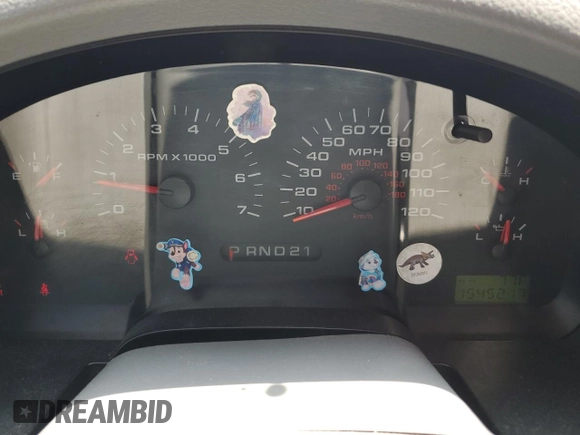 2005 Ford F-150 XLT with VIN 1FTPW125X5KF09293, listed as a Copart auction lot 60921515 with 154,521 mi miles and Salvage title. Bid and sale history available at DreamBid. Image 9.