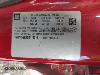 2016 Buick Verano z VIN 1G4PP5SK1G4114013, wystawiony jako IAAI lot #42878137 z przebiegiem 98 601 mil mil oraz . Historia ofert i sprzedaży dostępna na DreamBid. Obrazek 9.