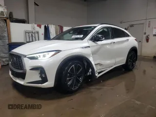 2023 Infiniti QX55 Essential with VIN 3PCAJ5KR1PF101909, listed as a Copart auction lot 44934165 with 24,219 mi miles and Salvage Title. Bid and sale history available at DreamBid. Image 1.