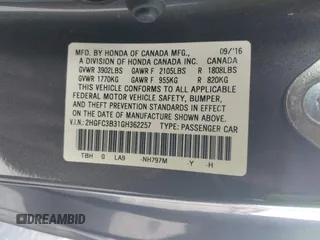 2016 Honda Civic EX-T with VIN 2HGFC3B31GH362257, listed as a IAAI auction lot 41072645 with 164,845 mi miles and . Bid and sale history available at DreamBid. Image 9.