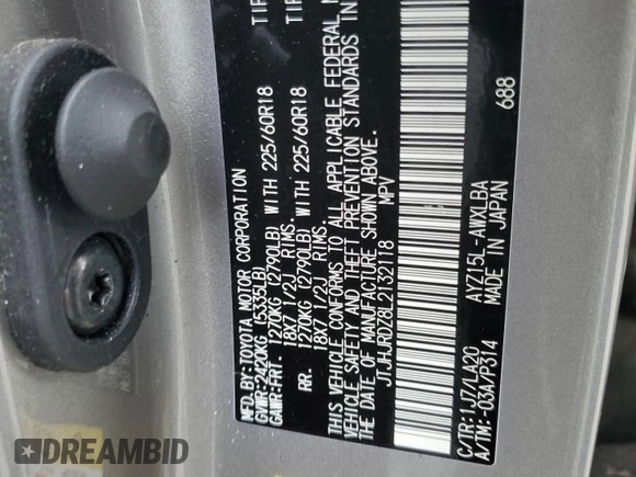 2020 Lexus NX with VIN JTJHJRDZ8L2132118, listed as a Copart auction lot 70226054 with Not provided miles and Salvage title. Bid and sale history available at DreamBid. Image 13.