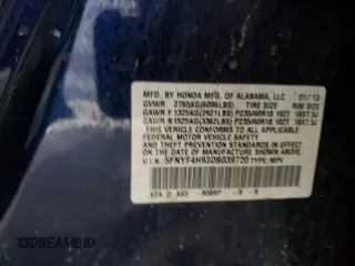 2013 Honda Pilot Touring with VIN 5FNYF4H93DB039720, listed as a Copart auction lot 50798675 with Not Provided miles and Salvage Title. Bid and sale history available at DreamBid. Image 13.