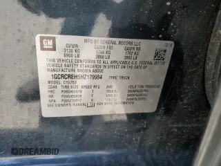 2017 Chevrolet Silverado 1500 LT with VIN 1GCRCREH5HZ179984, listed as a Copart auction lot 53005025 with 141,083 mi miles and Salvage Title. Bid and sale history available at DreamBid. Image 13.
