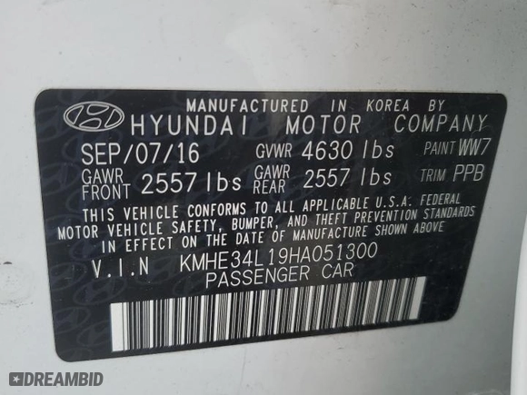 2017 Hyundai Sonata Hybrid Limited with VIN KMHE34L19HA051300, listed as a Copart auction lot 49746955 with 92,768 mi miles and Salvage Title. Bid and sale history available at carsss.com. Image 12.