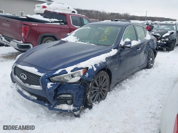 2016 Infiniti Q50 3.0t Red Sport 400 with VIN JN1FV7AR9GM452066, listed as a IAAI auction lot 41271398 with 95,249 mi miles. Bid and sale history available at carsss.com. Image 16.