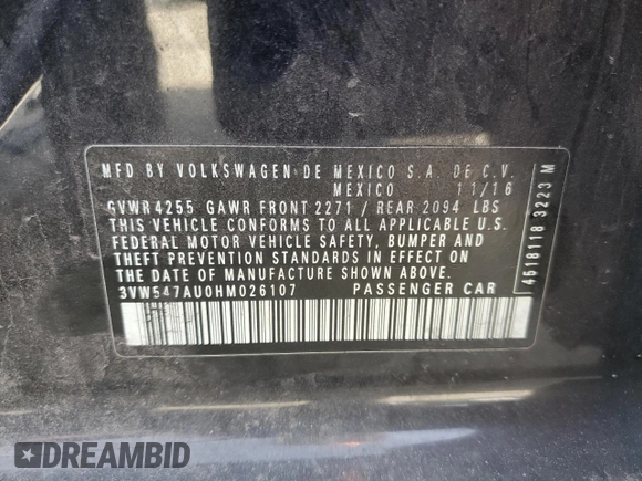 2017 Volkswagen Golf GTI Autobahn with VIN 3VW547AU0HM026107, listed as a Copart auction lot 69959084 with 115,640 mi miles and Salvage Title. Bid and sale history available at carsss.com. Image 13.