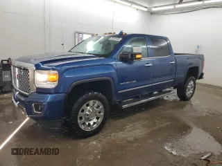 2015 GMC Sierra 2500HD Denali with VIN 1GT120E83FF625091, listed as a Copart auction lot 63055355 with 130,668 mi miles and Salvage title. Bid and sale history available at DreamBid. Image 1.