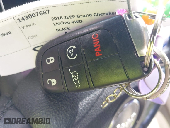 2016 Jeep Grand Cherokee Limited 75th Anniversary with VIN 1C4RJFBG0GC492720, listed as a IAAI auction lot 42073930 with 119,539 mi miles and . Bid and sale history available at DreamBid. Image 11.