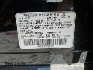 2008 Infiniti G35 Journey z VIN JNKBV61E18M227062, wystawiony jako Copart lot #50101565 z przebiegiem 134 599 mil mil oraz Szkoda całkowita • Salvage title. Historia ofert i sprzedaży dostępna na DreamBid. Obrazek 12.