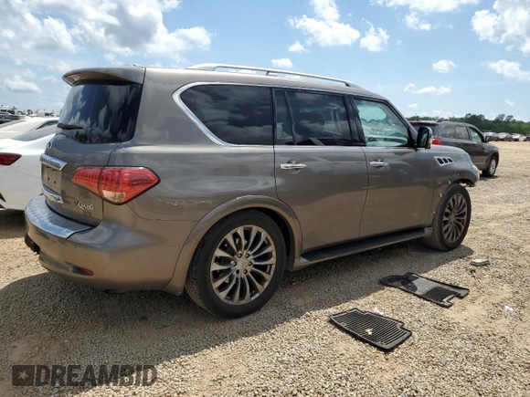 2017 Infiniti QX80 with VIN JN8AZ2NFXH9643163, listed as a Copart auction lot 54814805 with 199,586 mi miles and Salvage title. Bid and sale history available at DreamBid. Image 3.