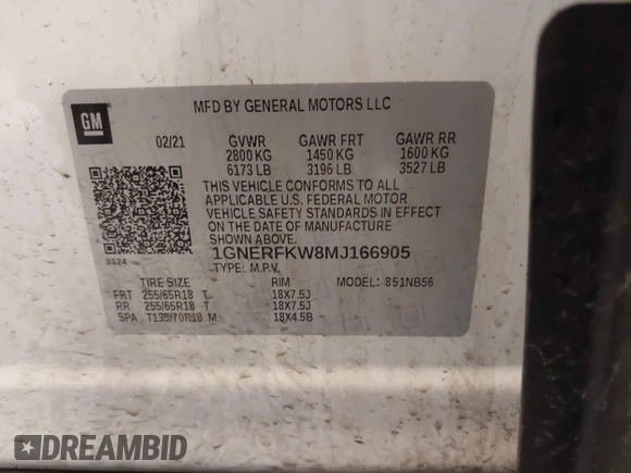 2021 Chevrolet Traverse LS with VIN 1GNERFKW8MJ166905, listed as a IAAI auction lot 42044937 with 96,542 mi miles and . Bid and sale history available at DreamBid. Image 9.