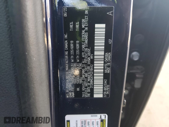 2023 Lexus RX 350h with VIN 2T2BBMCA7PC018442, listed as a Copart auction lot 54478995 with 18,784 mi miles and Salvage title. Bid and sale history available at DreamBid. Image 12.