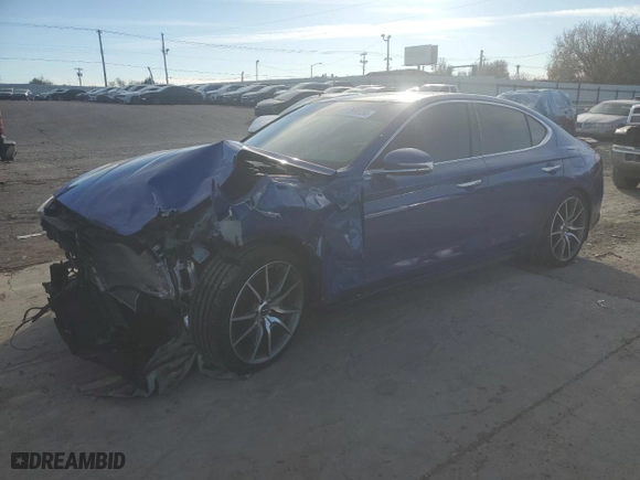 2020 Genesis G70 2.0T with VIN KMTG44LA1LU062584, listed as a Copart auction lot 81599124 with 70,907 mi miles and Salvage Title. Bid and sale history available at carsss.com. Image 1.