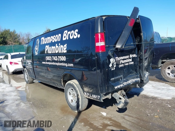 2017 Chevrolet Express Cargo Van with VIN 1GCWGBFF9H1112640, listed as a IAAI auction lot 41401549 with 157,773 mi miles. Bid and sale history available at carsss.com. Image 3.