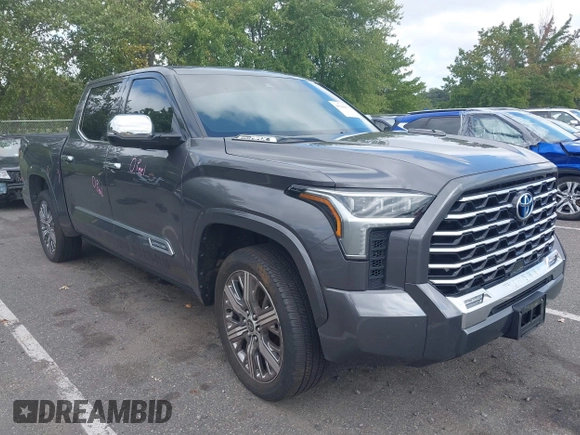 2022 Toyota Tundra Capstone Hybrid with VIN 5TFVC5DB4NX011801, listed as a IAAI auction lot 40218851 with 43,736 mi miles and . Bid and sale history available at DreamBid. Image 1.