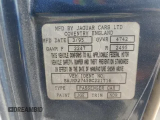 1995 Jaguar XJS with VIN SAJNX2745SC221716, listed as a Copart auction lot 75412694 with 110,856 mi miles and Non Repairable. Bid and sale history available at carsss.com. Image 13.
