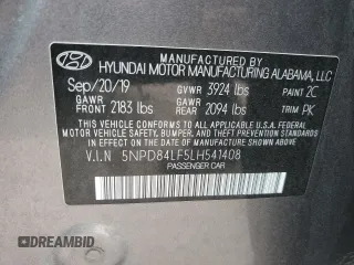 2020 Hyundai Elantra SEL z VIN 5NPD84LF5LH541408, wystawiony jako Copart lot #53713265 z przebiegiem 49 448 mil mil oraz Szkoda całkowita • Salvage title. Historia ofert i sprzedaży dostępna na DreamBid. Obrazek 12.