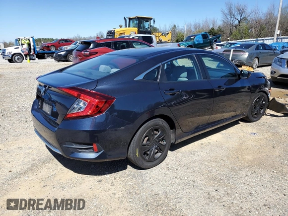 2019 Honda Civic Sedan LX with VIN 2HGFC2F65KH525466, listed as a Copart auction lot 49464965 with 76,506 mi miles and Salvage Title. Bid and sale history available at carsss.com. Image 3.