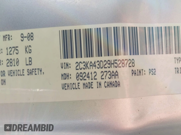 2009 Chrysler 300 LX with VIN 2C3KA43D29H528728, listed as a IAAI auction lot 41532893 with 95,077 mi miles. Bid and sale history available at carsss.com. Image 9.