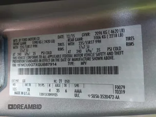 2016 Ford Escape SE with VIN 1FMCU0G7XGUB87914, listed as a IAAI auction lot 41427224 with 155,469 mi miles. Bid and sale history available at carsss.com. Image 9.