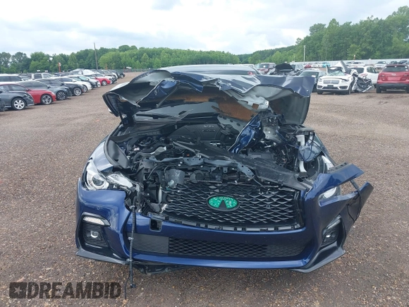 2024 Infiniti Q50 Red Sport 400 with VIN JN1FV7DR3RM680708, listed as a IAAI auction lot 42105449 with 2,681 mi miles and . Bid and sale history available at DreamBid. Image 6.