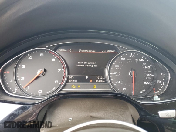 2017 Audi A8 Sport with VIN WAU43AFD0HN002058, listed as a Copart auction lot 53180585 with 95,436 mi miles and Salvage title. Bid and sale history available at DreamBid. Image 9.