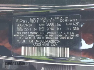 2024 Hyundai Elantra SEL with VIN KMHLM4DG3RU636204, listed as a IAAI auction lot 42755183 with 41,517 mi miles and . Bid and sale history available at DreamBid. Image 9.