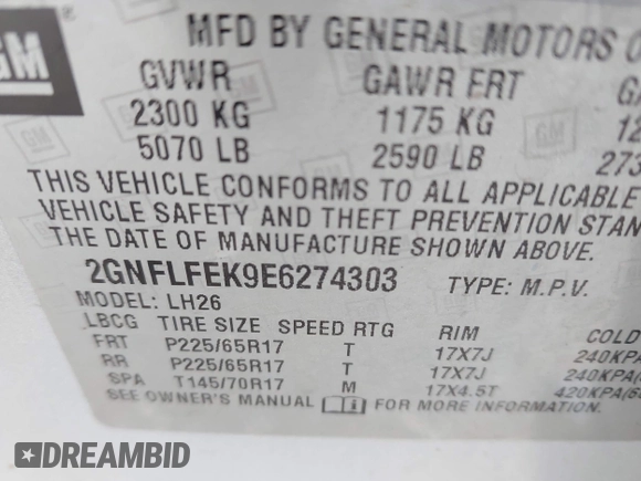 2014 Chevrolet Equinox LT z VIN 2GNFLFEK9E6274303, wystawiony jako IAAI lot #42177850 z przebiegiem 138 229 mil mil oraz . Historia ofert i sprzedaży dostępna na DreamBid. Obrazek 9.