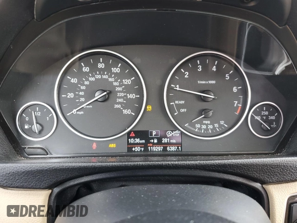 2013 BMW 3 Series 320i xDrive with VIN WBA3C3C5XDF980169, listed as a Copart auction lot 52717675 with 119,297 mi miles and Salvage title. Bid and sale history available at DreamBid. Image 9.