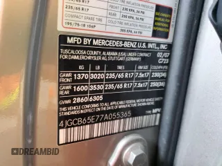 2007 Mercedes-Benz R 3.5L with VIN 4JGCB65E77A055365, listed as a Copart auction lot 81073834 with 83,776 mi miles and Salvage Title. Bid and sale history available at DreamBid. Image 15.