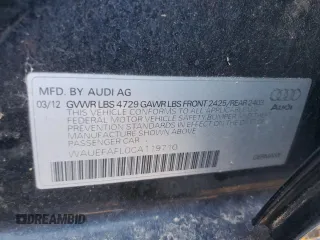 2012 Audi A4 2.0T Premium Plus with VIN WAUEFAFL0CA119710, listed as a Copart auction lot 47416745 with 124,693 mi miles and Salvage Title. Bid and sale history available at carsss.com. Image 12.