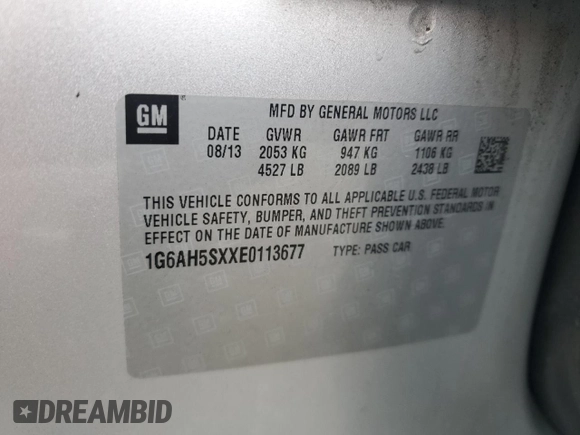 2014 Cadillac ATS Luxury AWD with VIN 1G6AH5SXXE0113677, listed as a Copart auction lot 50582865 with 86,787 mi miles and Salvage Title. Bid and sale history available at carsss.com. Image 12.