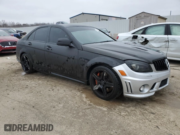 2009 Mercedes-Benz C 63 AMG with VIN WDDGF77X29F200760, listed as a Copart auction lot 42712085 with 190,527 mi miles and Salvage Title. Bid and sale history available at DreamBid. Image 4.
